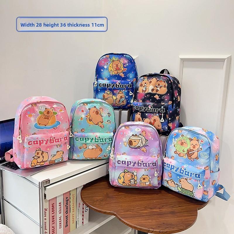Cartoon Capybara Cute Car Bath Singing Printed Children Large Backpack Capacity