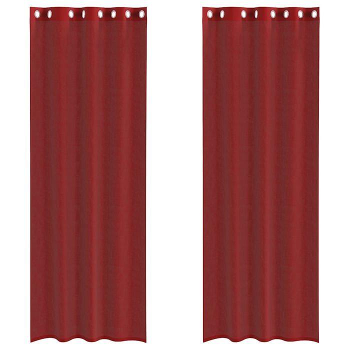 VidaXL Voile Curtains with Eyelets 2 Pcs Bordeaux Red, Net Curtain, Sheer Curtain, Window Voile, Treatment 4102159