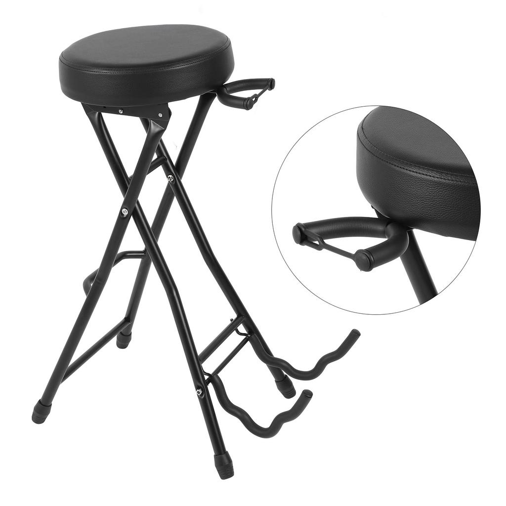 Foldable Guitar Stool 29.1in Height Guitar Chair Seat with Padded Cushion Built in Stand
