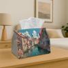 1pc Tissue Box Holder 2025 08 18 05 03 49 Small River In an Ancient European Town Multifunctional Napkin Dispenser for Home, Parties, And Car Decorati
