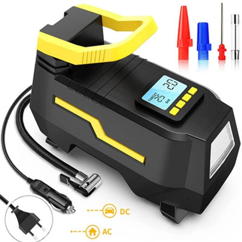 Portable Car Tire Inflator DC/AC 12V/100-230V 150PSI Car Air Compressor Tire Inflator Air Pump with Digital Pressure Gauge Tire