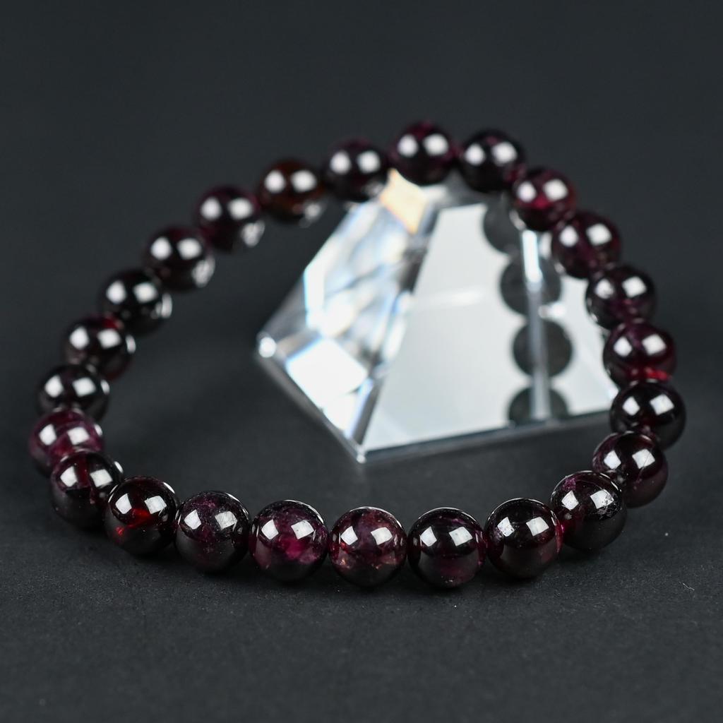 Eigado Garnet 24 Inner Good Luck January Natural Power Stone Bracelet, Beads, 7.5mm, Diameter Approx. 16cm, Charm, Birthstone, Stone,
