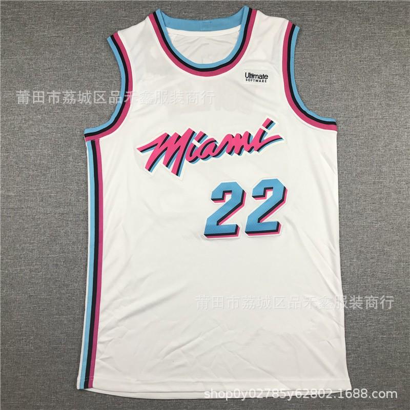 Maglia da Basket Miami Heat Uomo Donna Cotone Cucita Uniforme Squadra NBA Butler Wade Herro City Edition