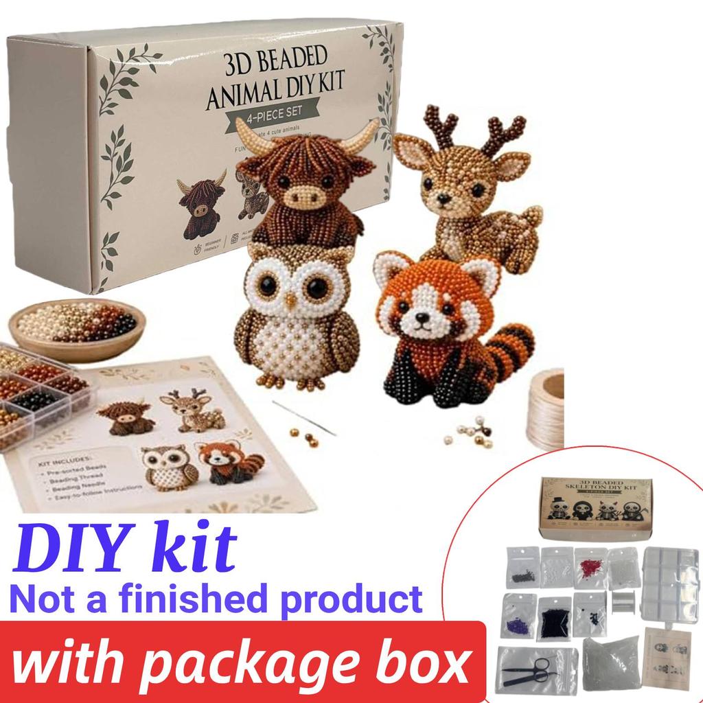 3D Beaded Gnome DIY Beading Craft Material Kit Set DIY Cute Animal Dwarf Bead Craft Set NO/with Box (Not a Finished Product)