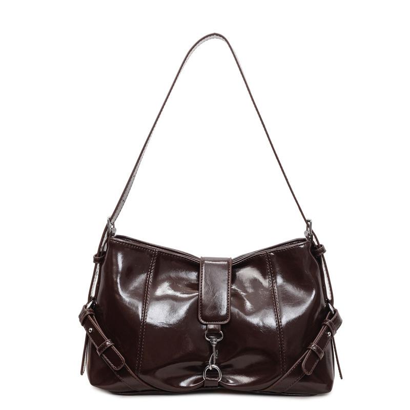 

Y2K Brown Belted Hobo Bag Retro PU Leather Crossbody Handbag With Multi Straps For Women Grunge Style Daily Shopping Satchel коричневий