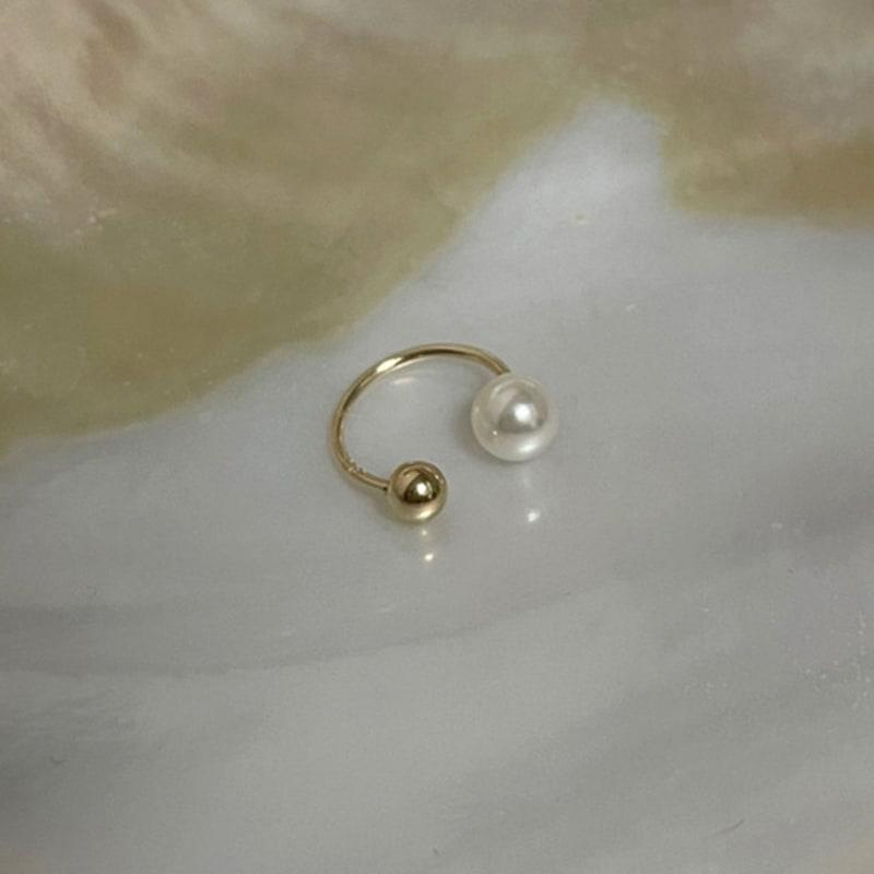 MARQUEMENT 14K Pearl Ball Curve Piercing