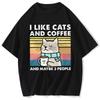 Men Women TShirt I Like Cats And Coffee Cotton Tee Clothes Hip Hop Loose Tshirt Fashion Crewneck TShirt Streetwear Couple