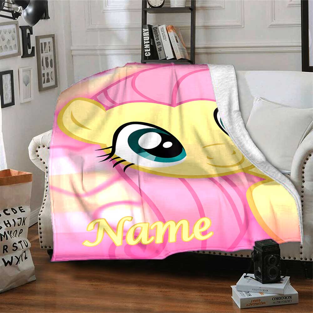 Little Pony (18) Customize Text Blanket Throw Customizable Blanket Soft Warm Cozy Versatile for Sofa Seaside Bedding Office for All Occasions