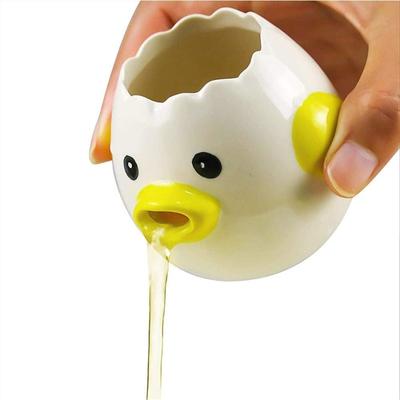 Separator de ouă din desene animate, separator ceramic de gălbenuș și albuș de ou, filtru drăguț în formă de ou, instrument de ajutor pentru coacere