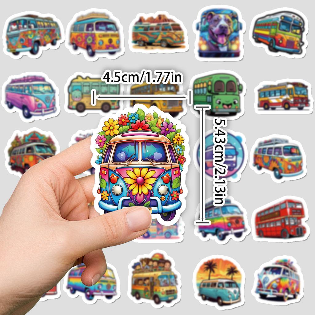 100 Cute Style Colorful Bus Graffiti Stickers Children's Stickers Water Cup Computer Waterproof Decorative Stickers