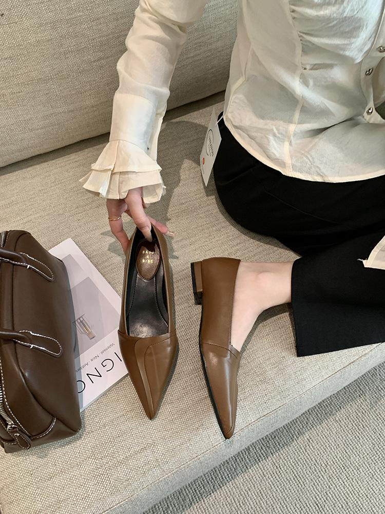 Fashion Summer Shoes Ladies Pointed Toe Low Heels Female Footwear 2025 New Bailamos Woman Flat Comfortable Dress Spring Med Thin Shallow