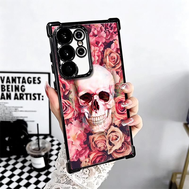 Floral Skull Flower Skeleton Plating Phone Case For Samsung Galaxy S24 S25 FE S26 Edge S23 Ultra S22 S21 Plus S20 Anti-Fall Aira