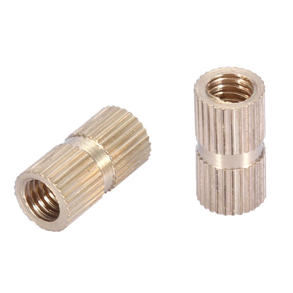 10pcs M6 Brass Cylinder Knurled Round Molded in Insert Embedded Nuts (M6*10L*8.3MM)