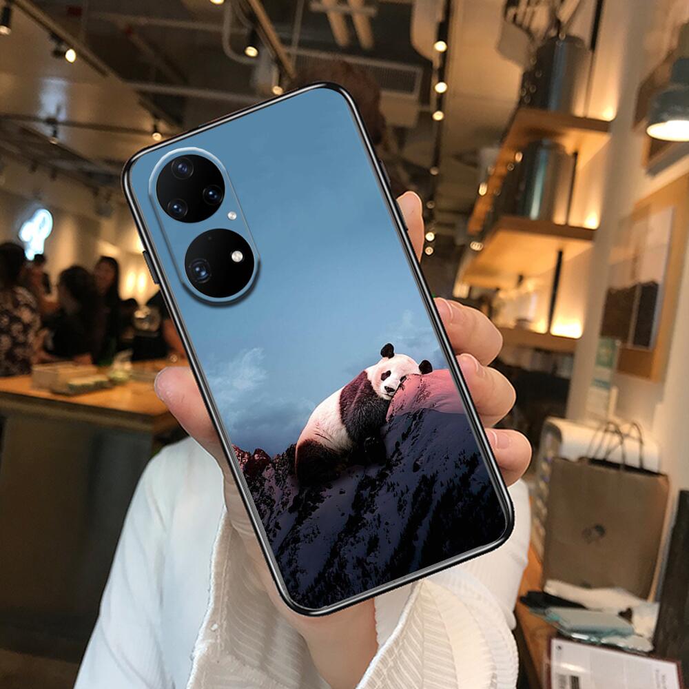 Super roztomilé pouzdro na telefon Panda pro Huawei p50 P40 p30 P20 10 9 8 Lite E Pro Plus Black Etui Coque Painting Hoesjes comic fas