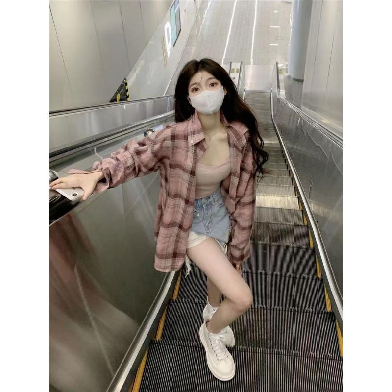 French Chic Plaid Sun Protection Shirt Jacket Women's High-end Design Niche Spring and Summer Thin Breathable Tops
