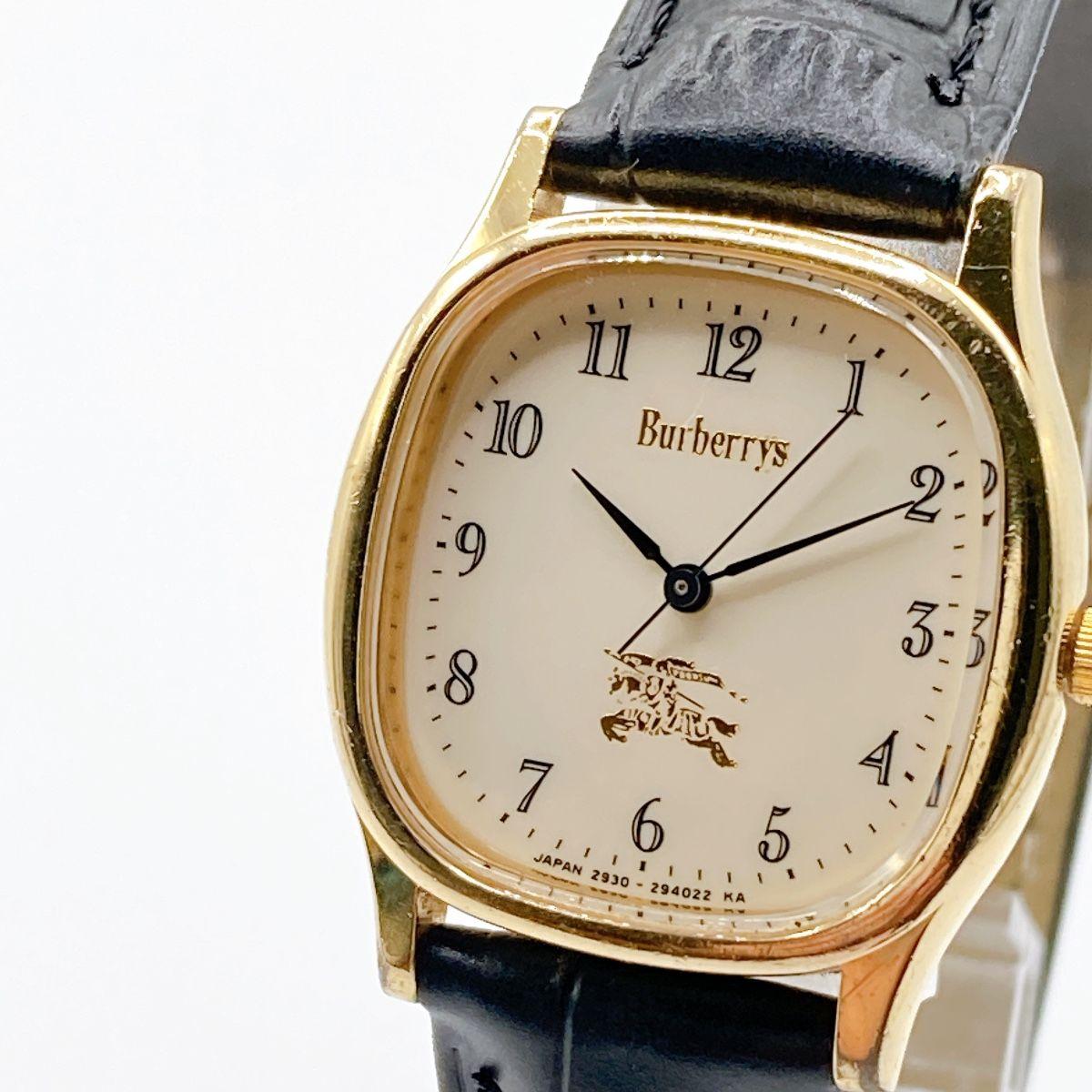 Used 389 Burberrys Burberry Ladies Watch Quartz New Battery Black Leather