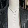 Gothic Punk Cross Dagger Sword O-ring Lariat Chain Necklace