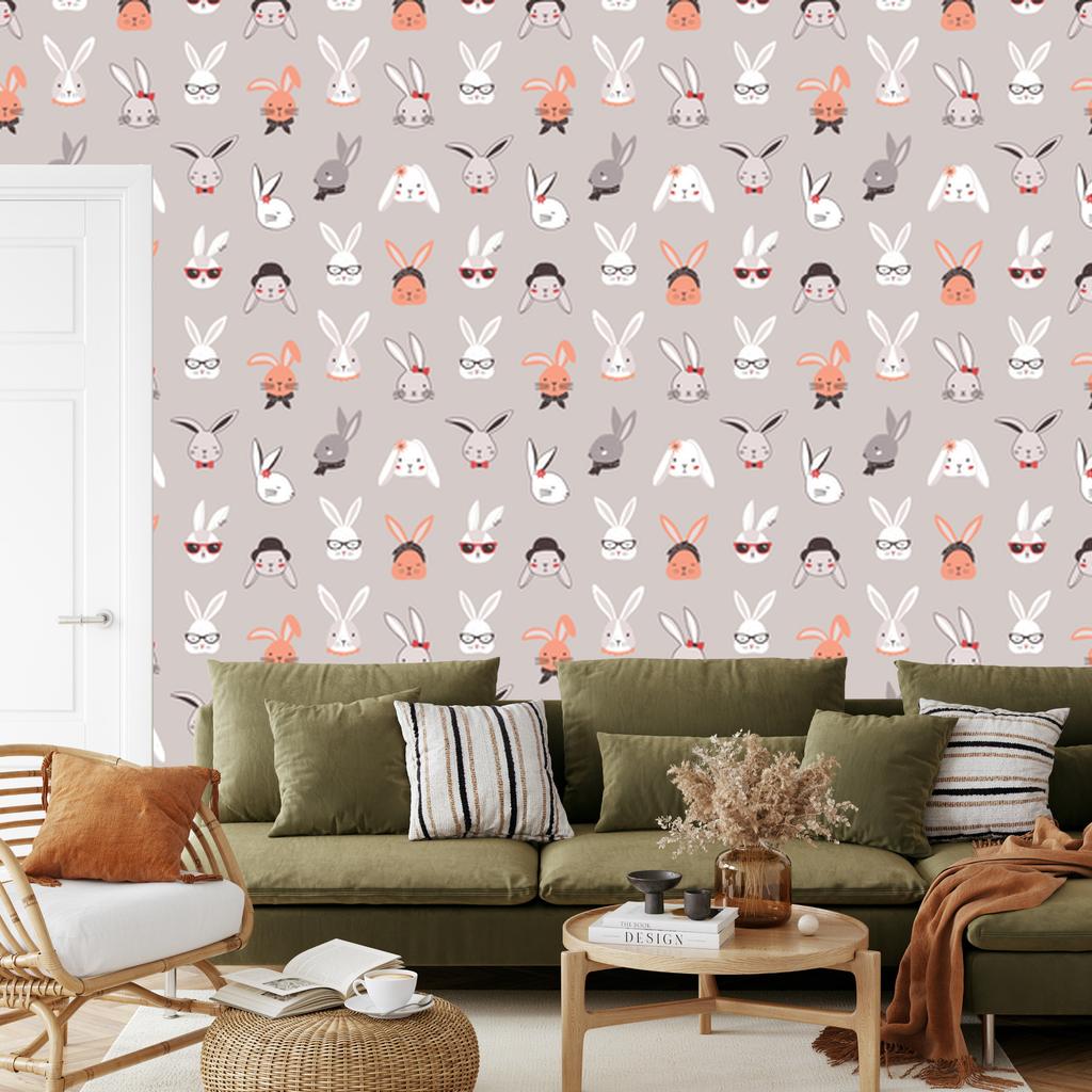 Stylish Rabbits Wallpaper for Living Room and Bedroom 50x1000