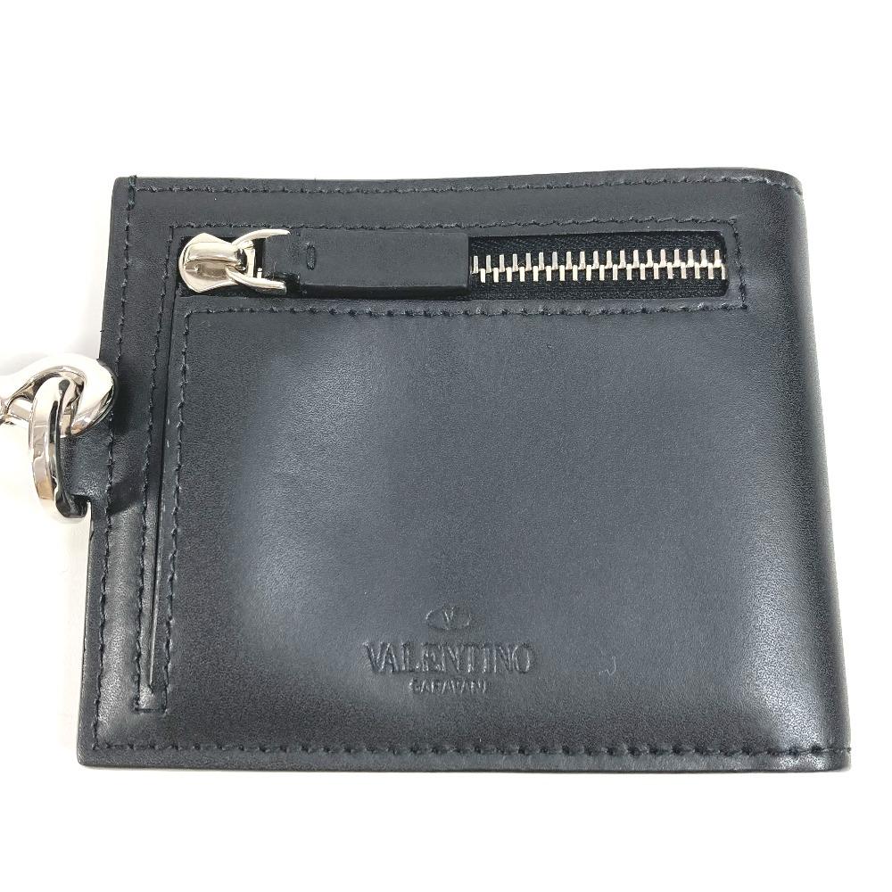 VALENTION VLTN Logo Neck strap Wallet Coin Case Purse Bifold Wallet Black