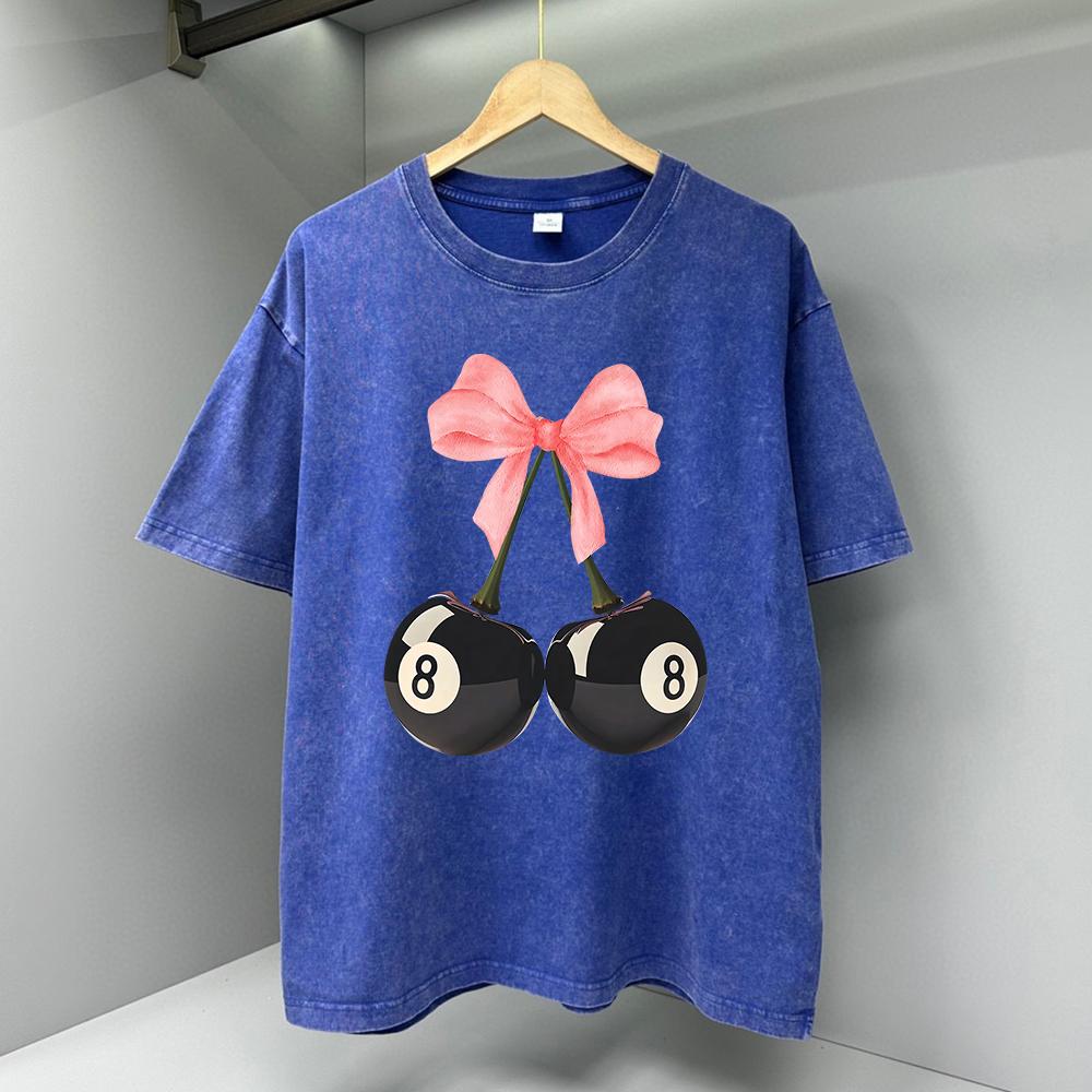 Pink Bow Black Billiards 8 Cherries Men Clothing Fashion Tshirt Tee Clothes Breathable Cotton Summer T-Shirt