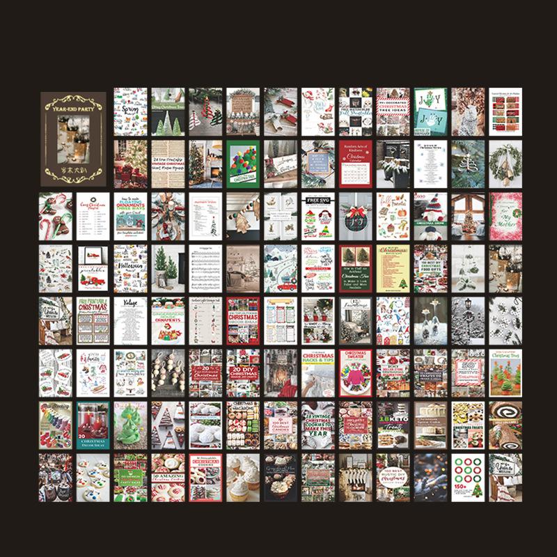 100 pcs Christmas theme Material paper book Mini Decorative Diary Album Scrapbooking accessories Junk Journal Supplies