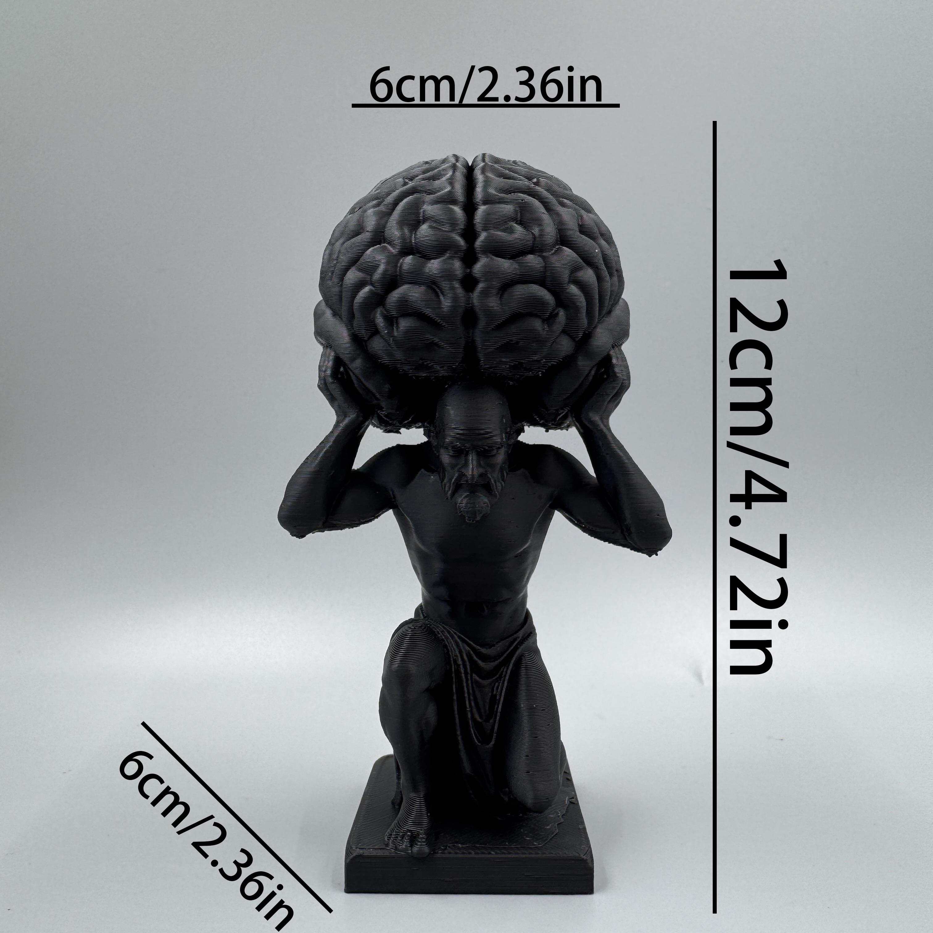 

1pc Black Mind Over Matter Brain-Bearer Art Figurine, suitable for philosophical study decor & distinctive office display. чёрный