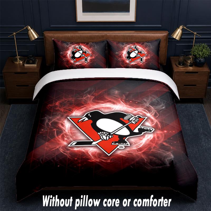 Pittsburgh Penguins Design Bed Bedding Set 1 Duvet Cover + 2 Pillowcases Soft Breathable Household Bed Linens