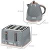 1.7L 3000W Fast Boil Kettle & 4 Slice Toaster Set, Kettle and Toaster Set with 7 Browning Controls, Crumb Tray, Grey