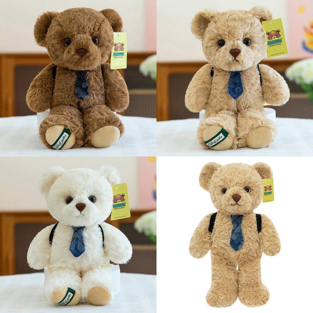 Plush Teddy Bear Toy With Backpack And Tie Design For Girls And Kids Gift