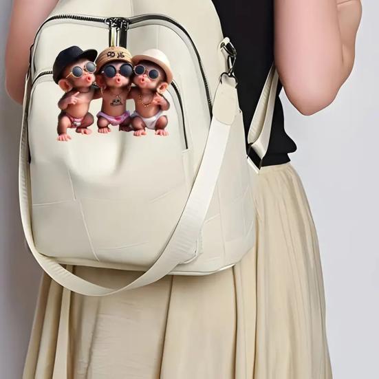 Car Pendant Cartoon Pouting Monkey Charm Acrylic Pendant Lightweight 2D Backpack Auto Accessory Car Decoration