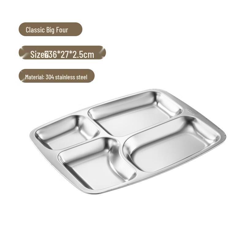 LETGANT 304 Stainless Steel Divided Canteen Tray