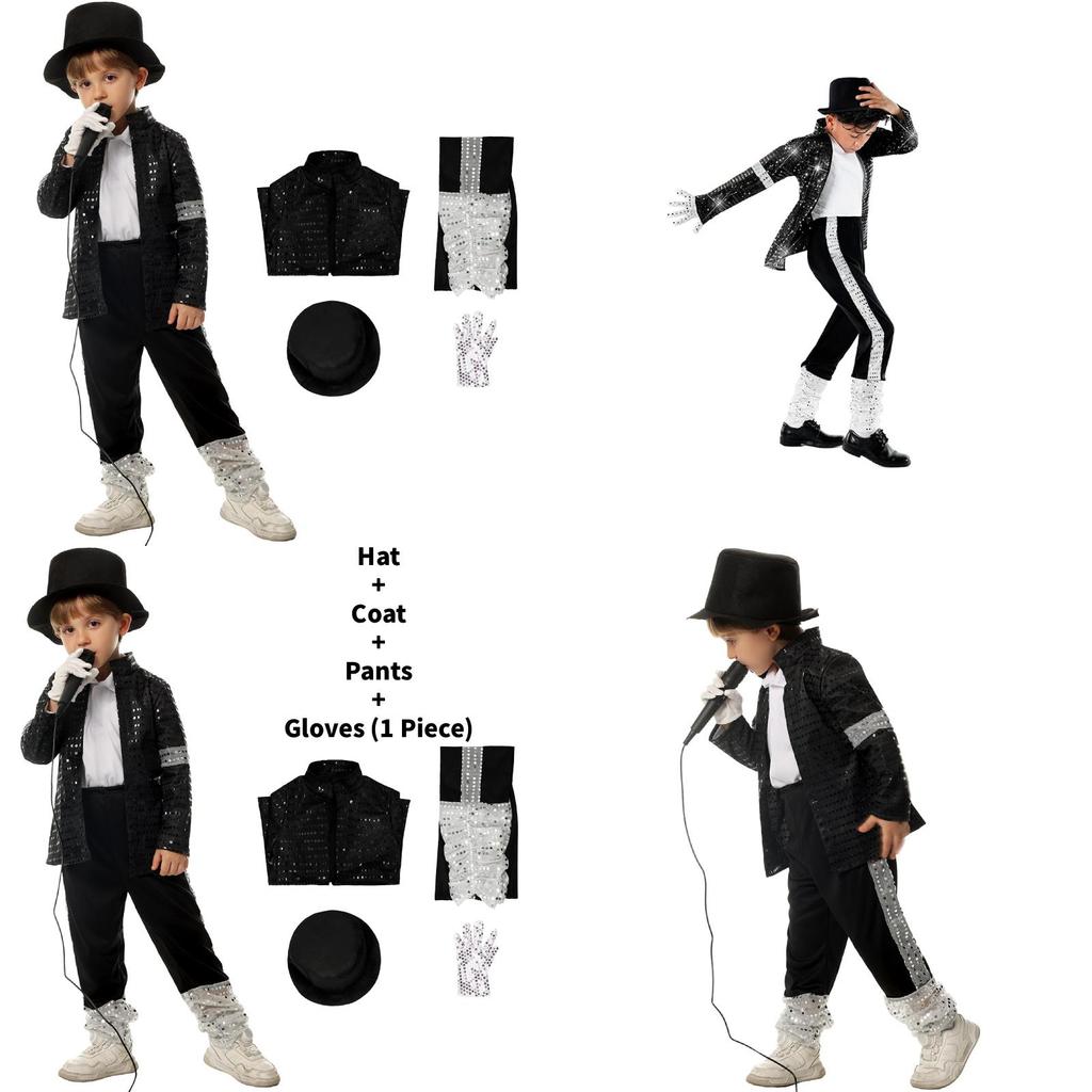 Mj Michael Jackson Cosplay Costume For Kids With Print For Stage Dance Performance