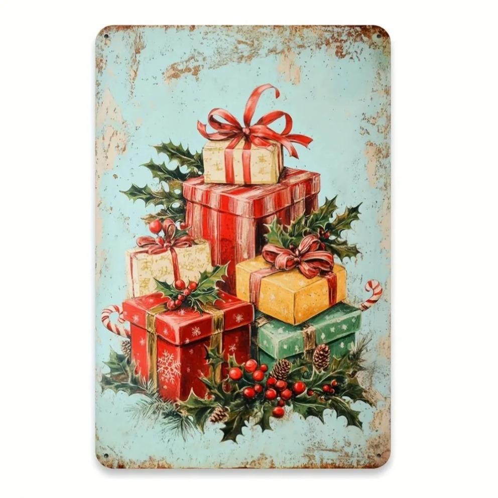 

2D Flat Merry Christmas Vintage Metal Tin Sign for Home Bar Christmas Room Art 20x30cm