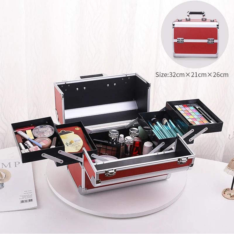 Makeup Box Cosmetic Organizer Oversized with Nail Tray Portable Makeup Organizer Makeup Carrying Case