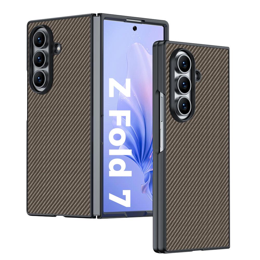 For Samsung Galaxy Z Fold7 5G Case Carbon Fiber Texture Leather + PC Anti-Drop Folding Phone Cover