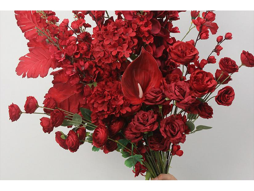 Wine Red Artificial Floral Bouquet - Chinese Wedding & Engagement Ceiling Decoration