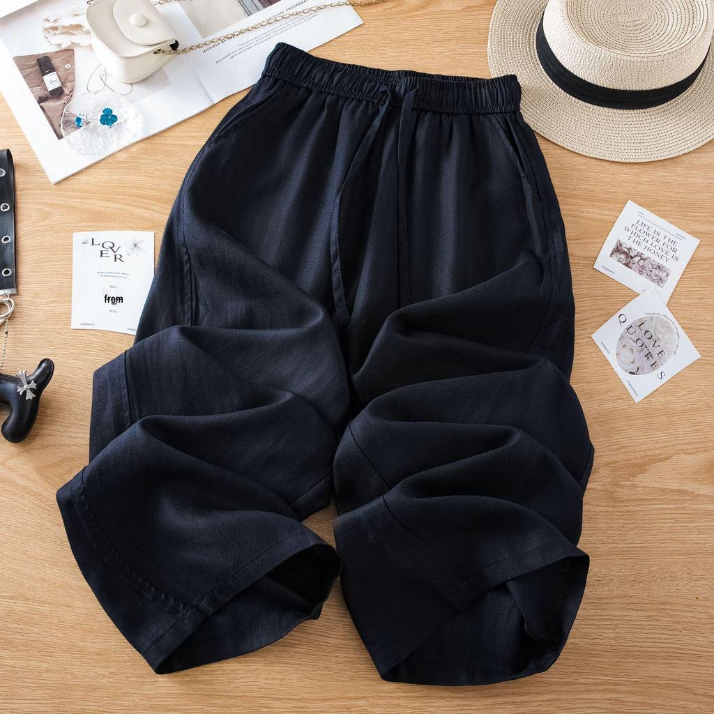 Tencel Linen Women's 2026 Summer Loose Wide-Leg Nine-Point Pants