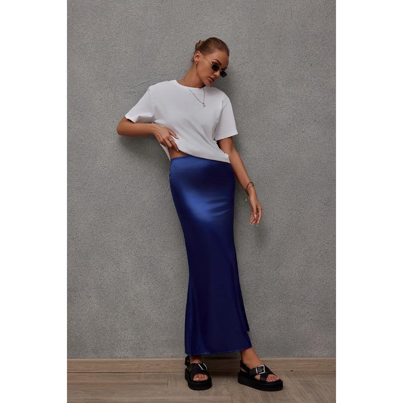 Primavera Estate Sottogonna in Seta Simulata Sottogonna in Raso per Donna Casual Colore Ding Bun Gonna Fianchi