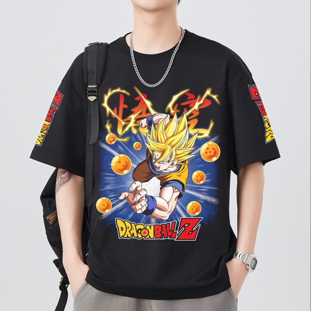T-shirt en coton à manches courtes imprimé Dragon Ball Z Son Goku Vegeta Unisexe Vêtements pour femmes Harajuku Yk Tee Vintage Décontracté Tops