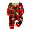 Matching Family Christmas Pajama Set with Neck Long Sleeve and Long Pants for Kids and Adults