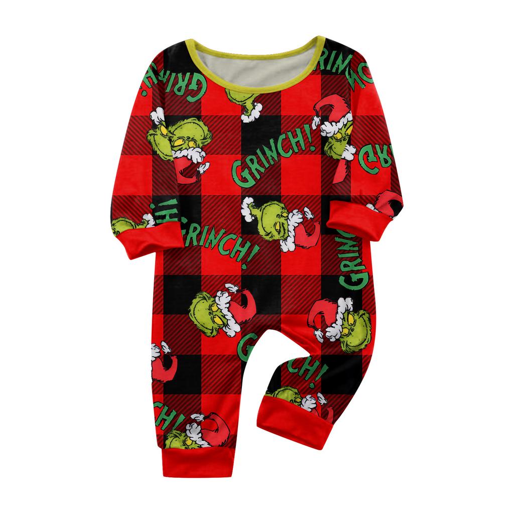 Matching Family Christmas Pajama Set with Neck Long Sleeve and Long Pants for Kids and Adults