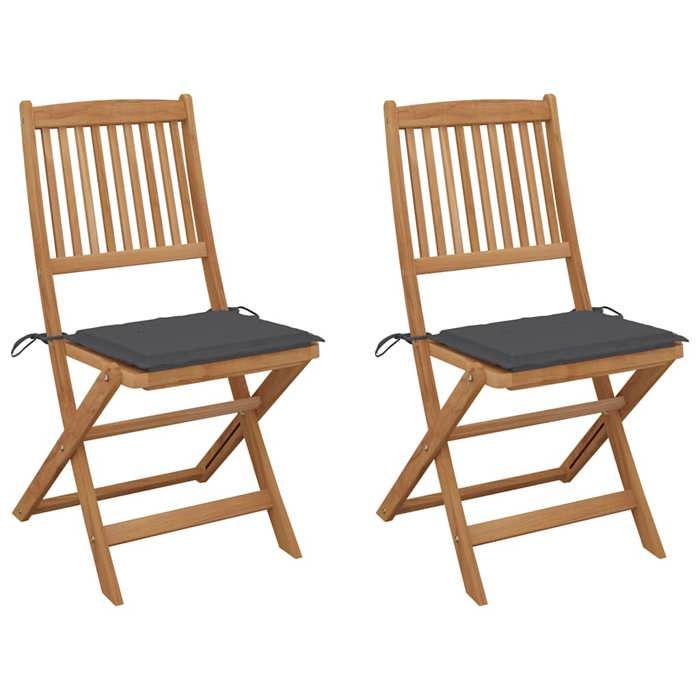 VidaXL Chaises pliables de jardin 2 pcs avec coussins Bois d'acacia