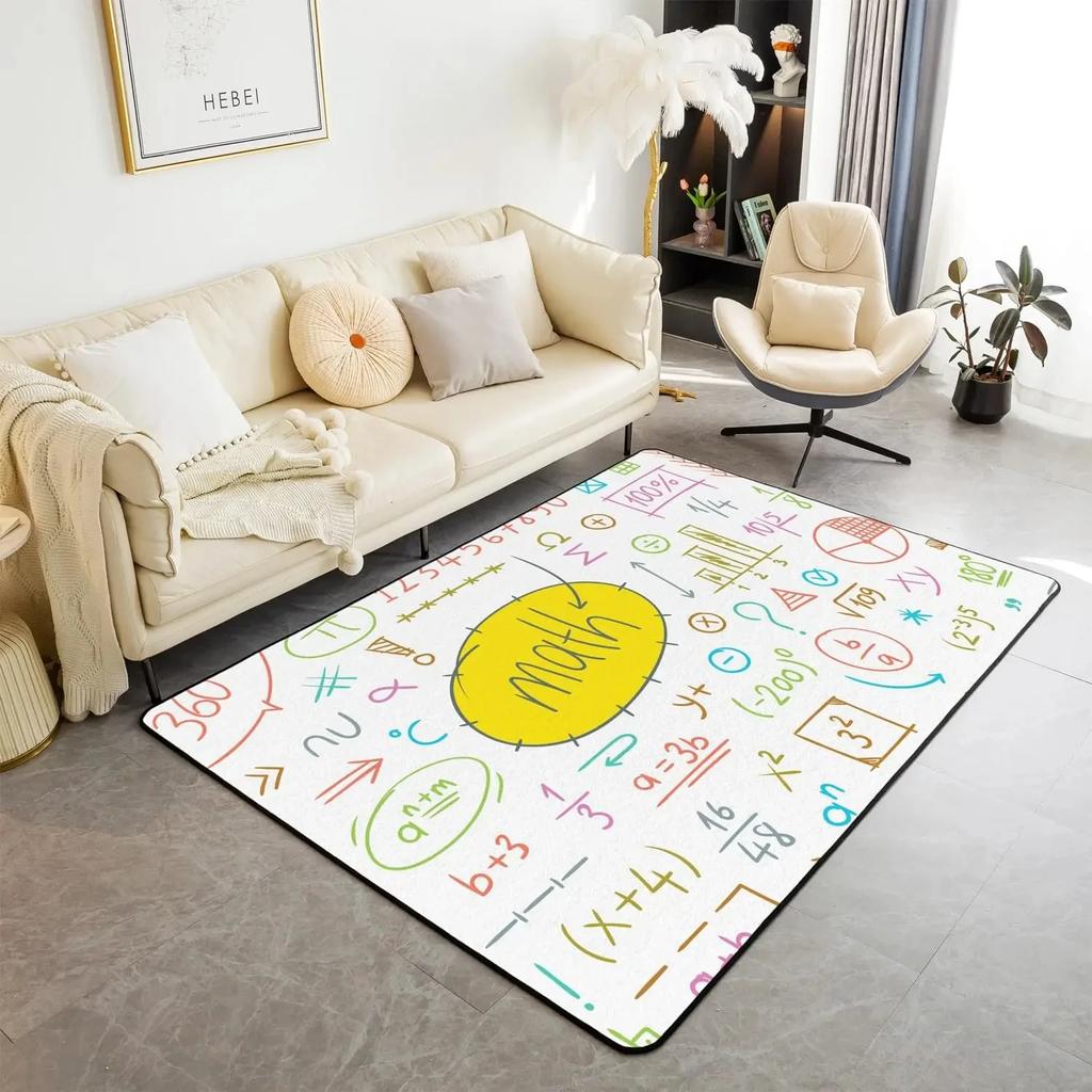 Math Theme Area Rug Math Equation Rugs for Boys Girls Math Geometry Science Style Carpet Mathematics Formula Indoor Floor Mat