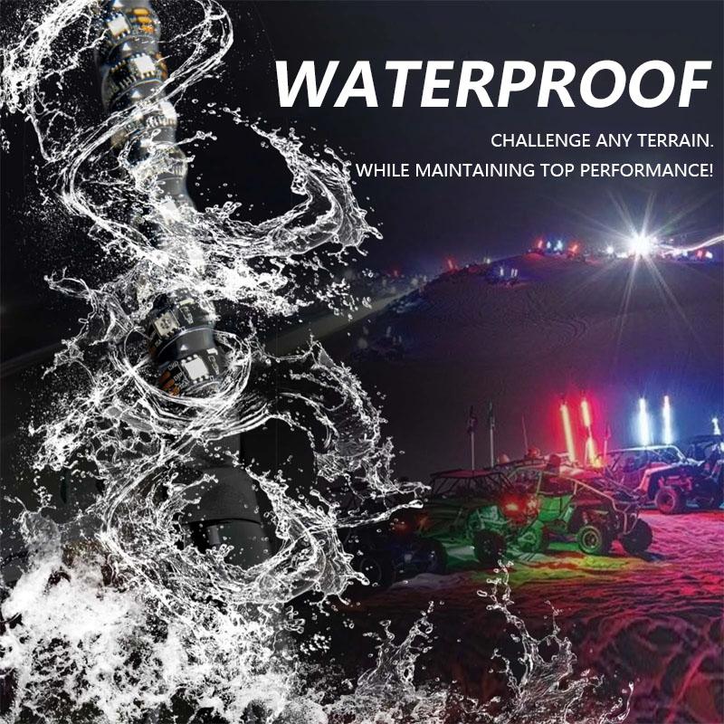 2PCS 1FT LED Whip Lights APP Remote Control Flagpole Antenna Whips LED Flagpole Lamp for UTV ATV Off-Road Truck RZR Car