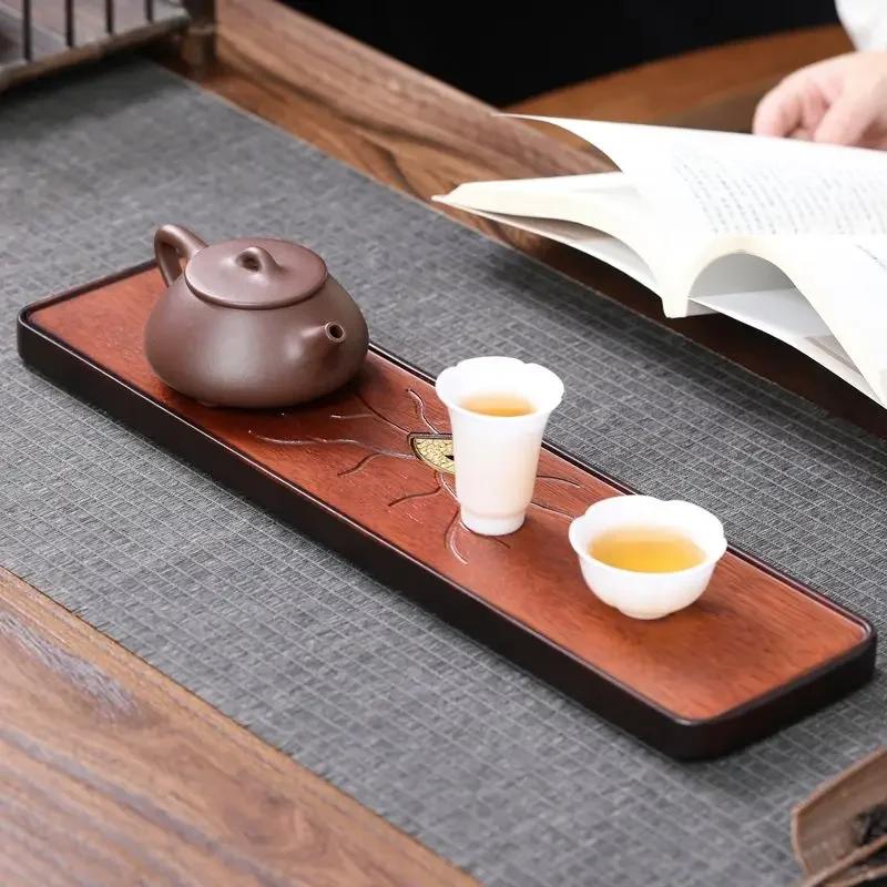 Chinese Pear Wood Dry Foam Tray For Home Use Small Rectangular Solid Tea Tray Small Store Water Tea Table Pot Holder Kung Fu Set