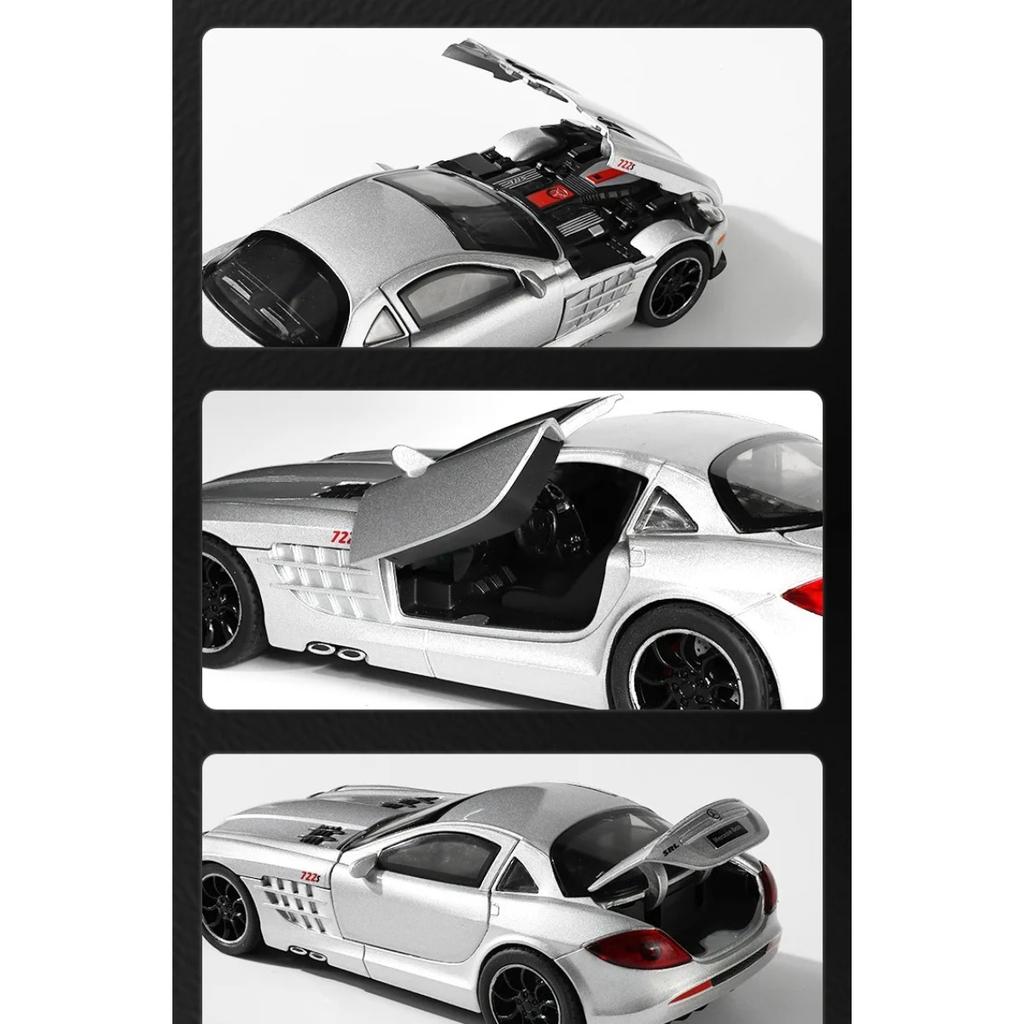 Simulation 1/32 Benz SLR McLaren 722S Linkage Sports Car Alloy Toy Car Model Sound and Light Pull Back Diecast Toy Vehicle Gift
