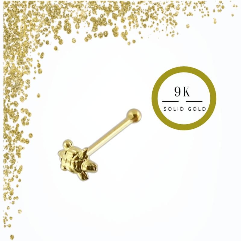 KODY PIERCING 9K Gold Piercing Jewellery Turtle Ball End Nose Pin - Quality Piercing