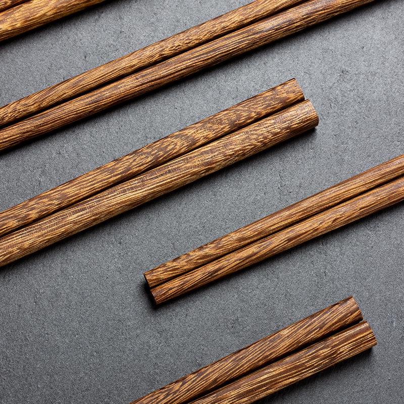 Non-Slip Solid Red Sandalwood Chopsticks - Unpainted & Unwaxed, 10 Pairs, Laser Engraved