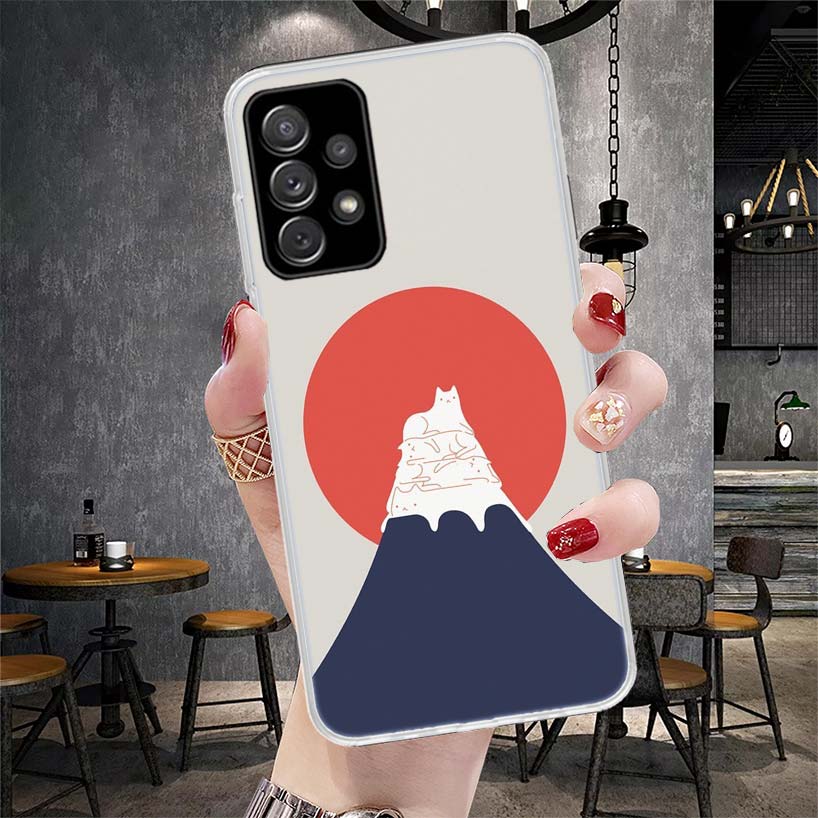 Art Cat Mount Fuji Japan Soft Phone Case For Samsung Galaxy S22 S23 S24 S25 Edge S26 Ultra S20 FE S21 Plus + Fundas Coque Galaxy