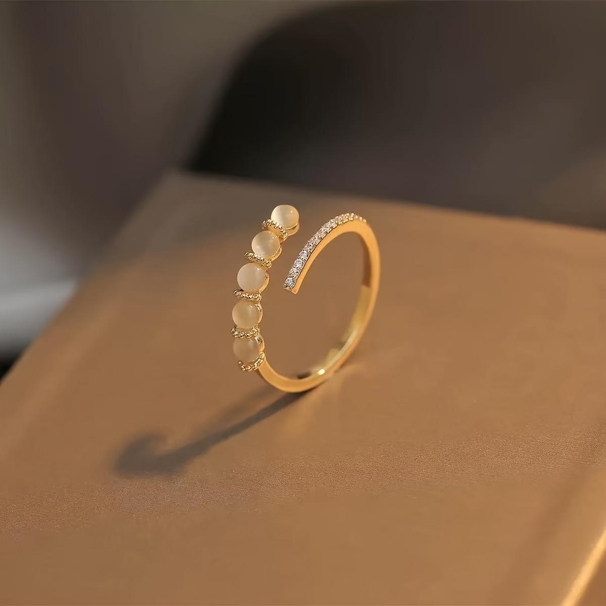 Synthetic Zirconia Cat S Eye Stone Line Ring for Women, Open Ring with Synthetic Zirconia, Fashionable Ring for Women, Versatile Style Clothing Ring Simple and versatile ring
